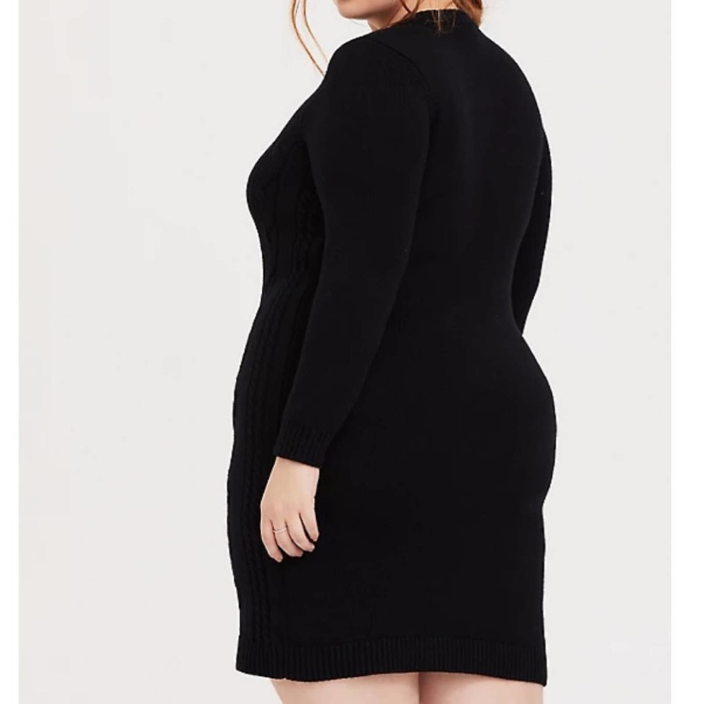 ❌SOLD Torrid Black Cable Knit Sweater Bodycon Shift Dress 2X NWT 12260163 - Picture 2 of 15